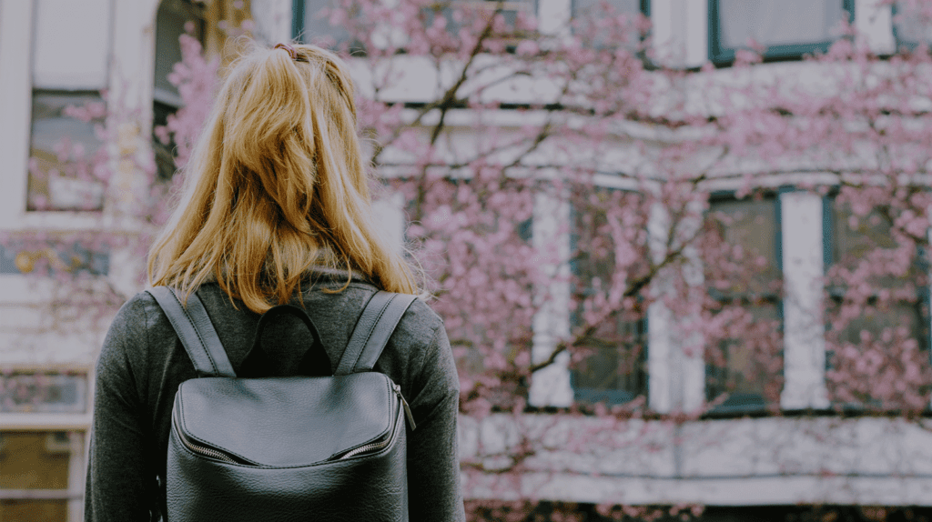 student wearing backpack