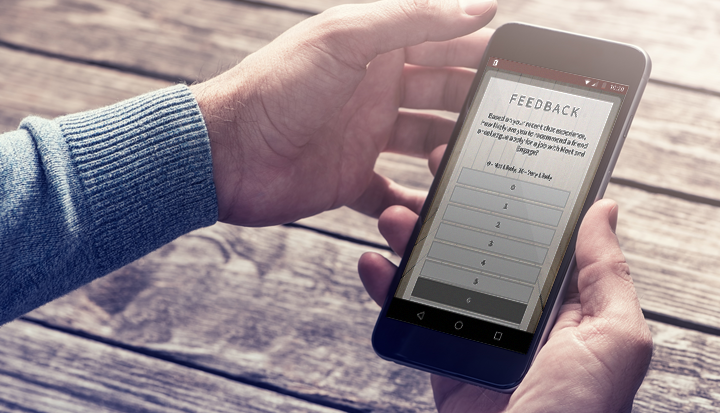 Person answering a feedback survey