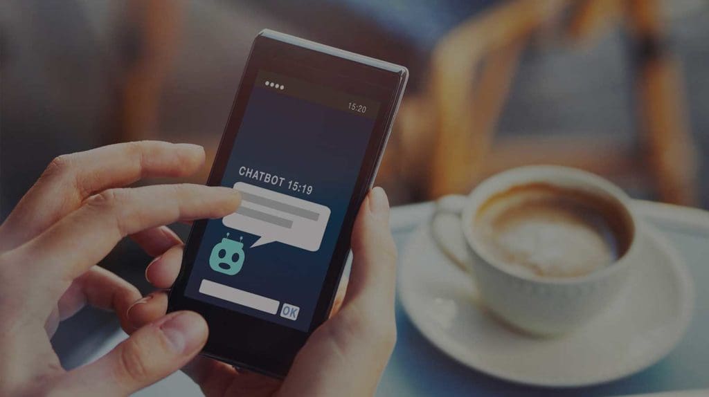 Person using a chatbot on a mobile