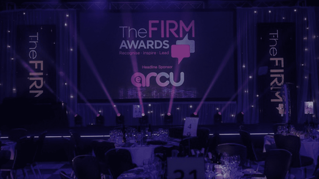 The FIRM Awards ceremony tables and chairs